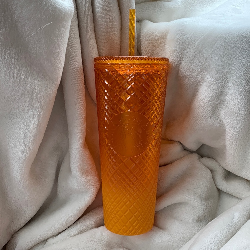 Starbucks Studded Tumbler 2022 Dining Orange Disco Grid Prism Venti 24 oz Cup